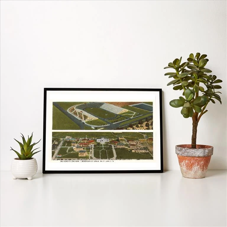 UT-104 University Stadium, Salt Lake City, Utah - Vintage Image Art Print, Individual Print