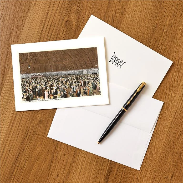 UT-108 Dancing in the Saltair Pavilion, Great Salt Lake, Utah - Vintage Image Greeting Card, Pack of 4
