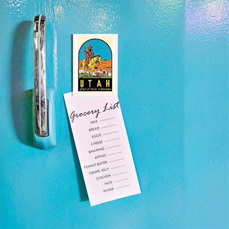 UT-209 Utah Decal, Wagon Train - Vintage Image Magnet, Pack of 6