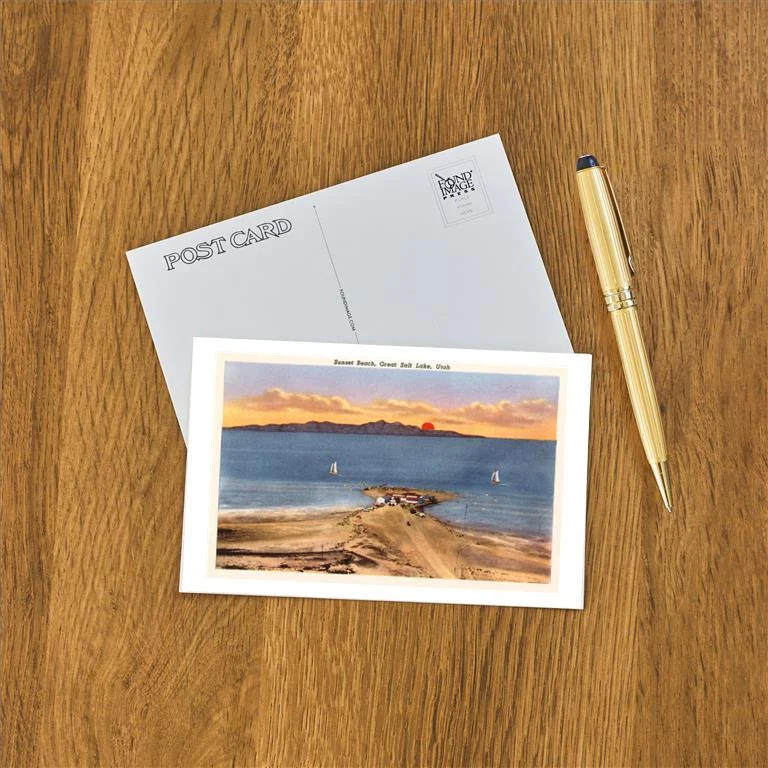 UT-51 Sunset Beach, Great Salt Lake, Utah - Vintage Image Postcard, Pack of 10