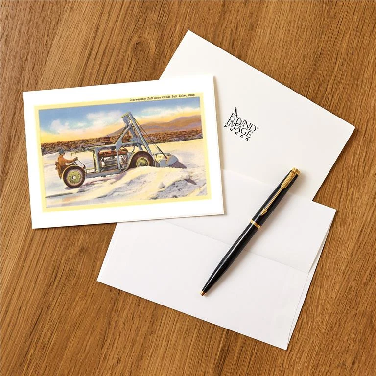 UT-118 Harvesting Salt near Great Salt Lake, Utah - Vintage Image Greeting Card, Pack of 4