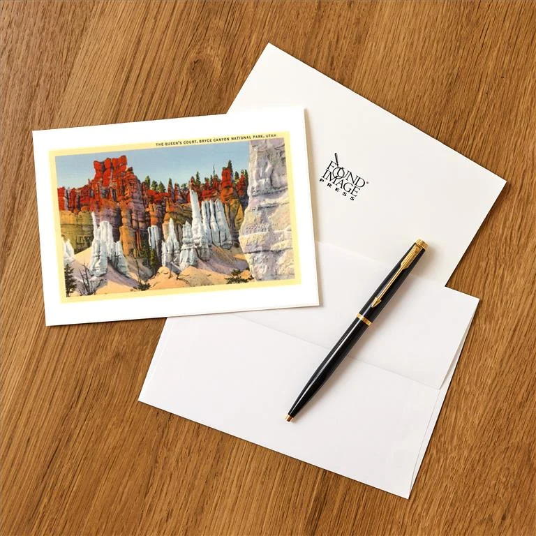 UT-87 Queen's Court, Bryce Canyon, Utah - Vintage Image Greeting Card, Pack of 4