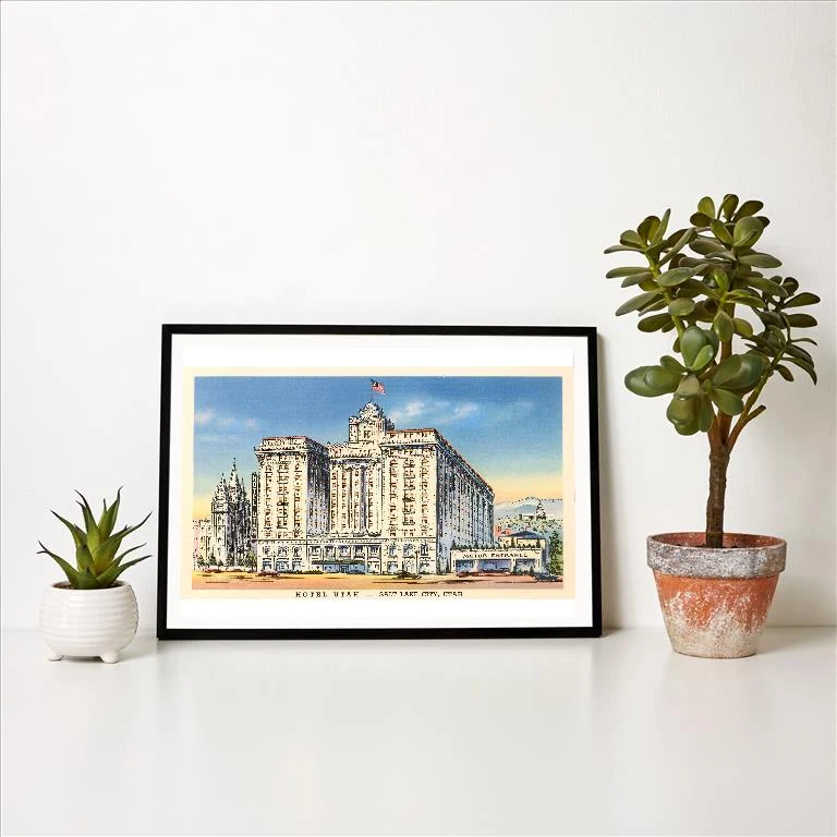 UT-101 Hotel Utah, Salt Lake City, Utah - Vintage Image Art Print, Individual Print