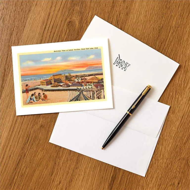 UT-53 Saltair Pavilion, Great Salt Lake, Utah - Vintage Image Greeting Card, Pack of 4