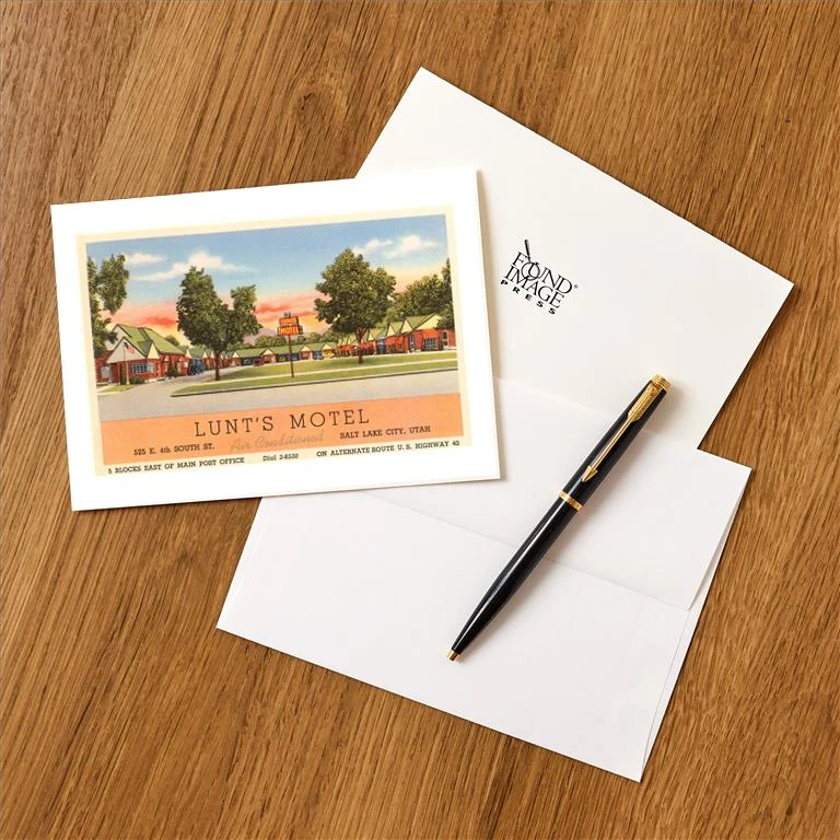 UT-103 Lunt's Motel, Salt Lake City, Utah - Vintage Image Greeting Card, Pack of 4