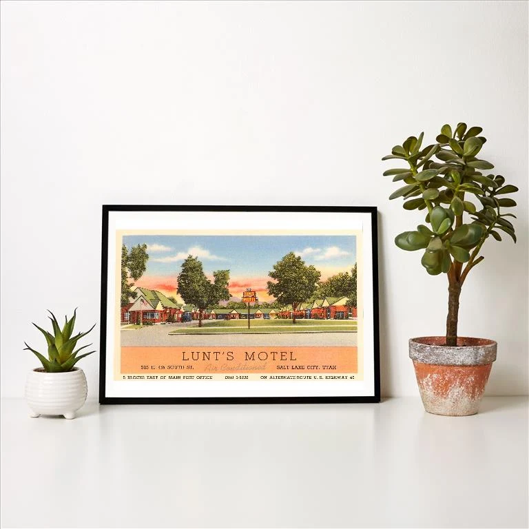 UT-103 Lunt's Motel, Salt Lake City, Utah - Vintage Image Art Print, Individual Print