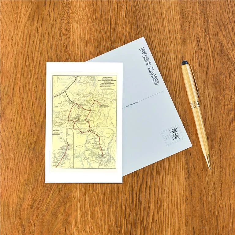 UT-227 Map of Zion National Park - Vintage Image Postcard, Pack of 10