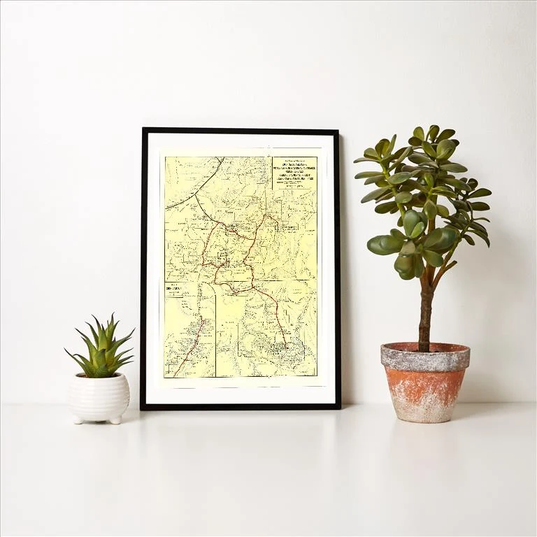 UT-227 Map of Zion National Park - Vintage Image Art Print, Individual Print