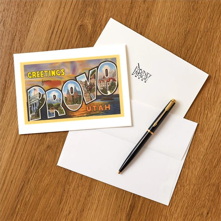 UT-92 Greetings from Provo, Utah - Vintage Image Greeting Card, Pack of 4