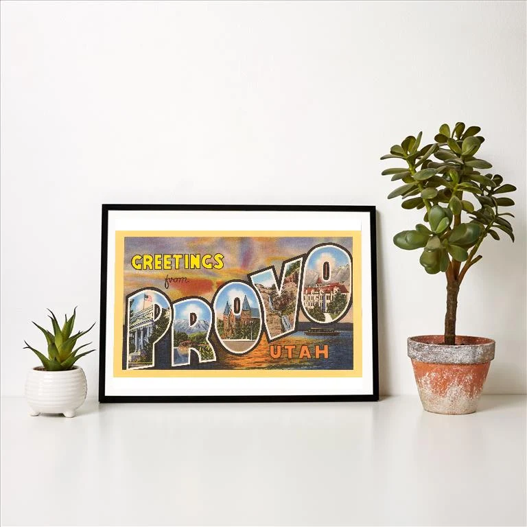 UT-92 Greetings from Provo, Utah - Vintage Image Art Print, Individual Print