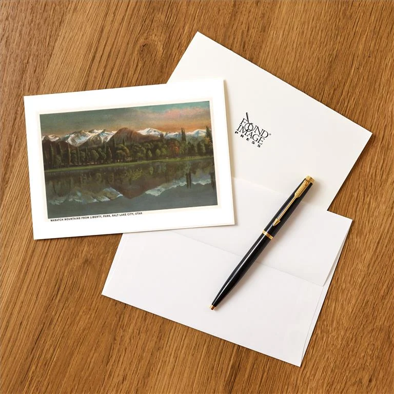 UT-31 Wasatch Mountains from Salt Lake City, Utah - Vintage Image Greeting Card, Pack of 4