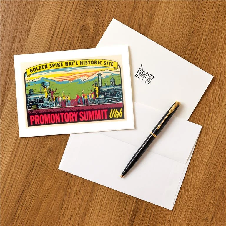 UT-157 Golden Spike, Promontory Summit - Vintage Image Greeting Card, Pack of 4