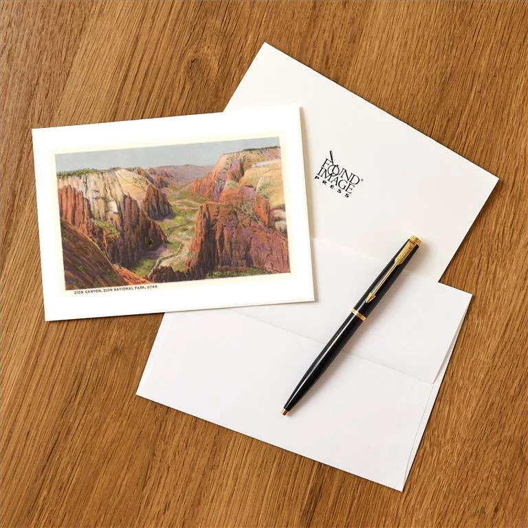 UT-235 Zion Canyon, National Park - Vintage Image Greeting Card, Pack of 4