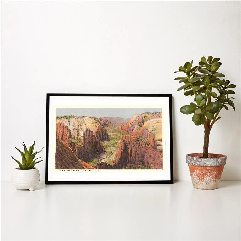 UT-235 Zion Canyon, National Park - Vintage Image Art Print, Individual Print