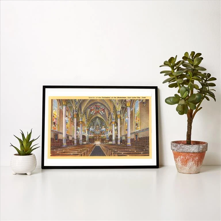 UT-171 Cathedral of the Madeleine, Salt Lake City, Utah - Vintage Image Art Print, Individual Print
