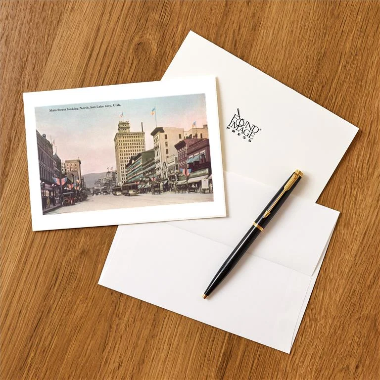 UT-168 Main Street, Salt Lake City, Utah - Vintage Image Greeting Card, Pack of 4