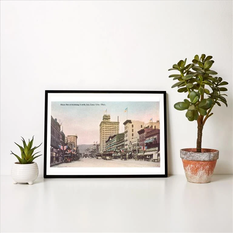 UT-168 Main Street, Salt Lake City, Utah - Vintage Image Art Print, Individual Print