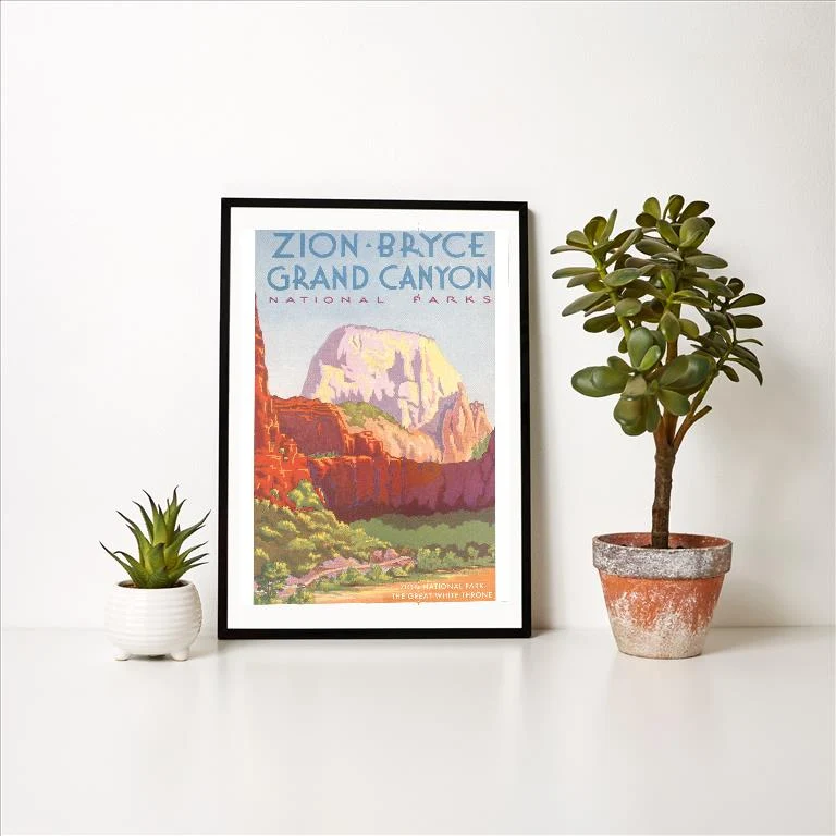 UT-153 Poster, Zion, Bryce, Grand Canyon, National Parks - Vintage Image Art Print, Individual Print