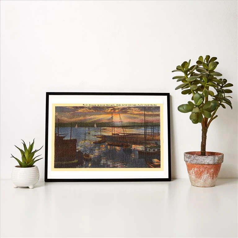 UT-37 Sunrise, Great Salt Lake, Utah - Vintage Image Art Print, Individual Print
