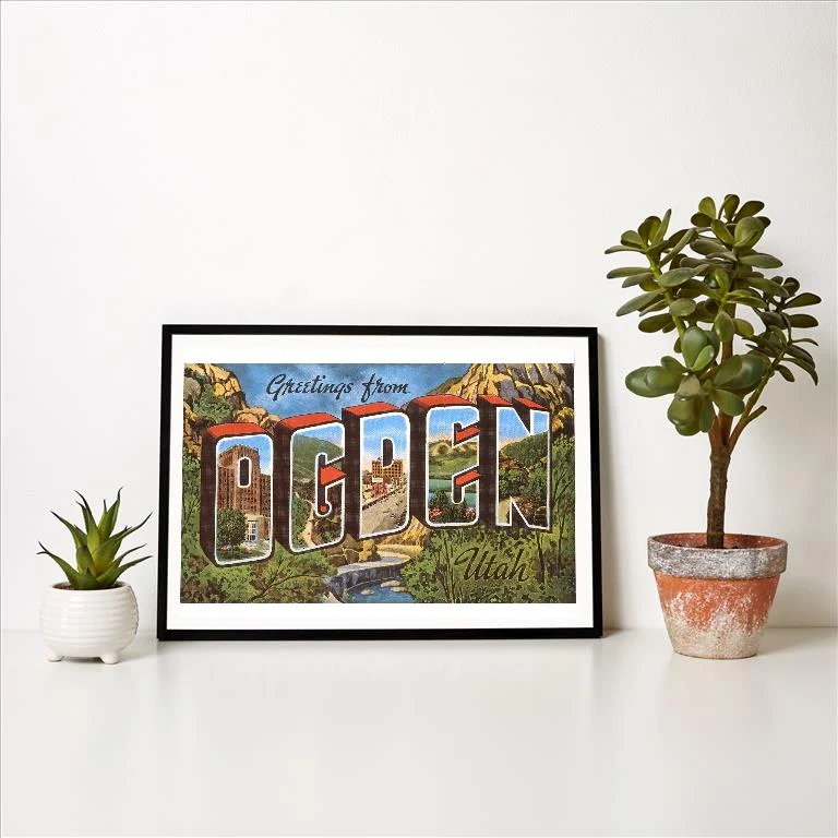 UT-93 Greetings from Ogden, Utah - Vintage Image Art Print, Individual Print