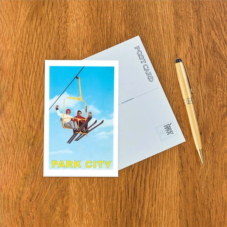 UT-154 Waving from Ski Lift, Park City, Utah - Vintage Image Postcard, Pack of 10