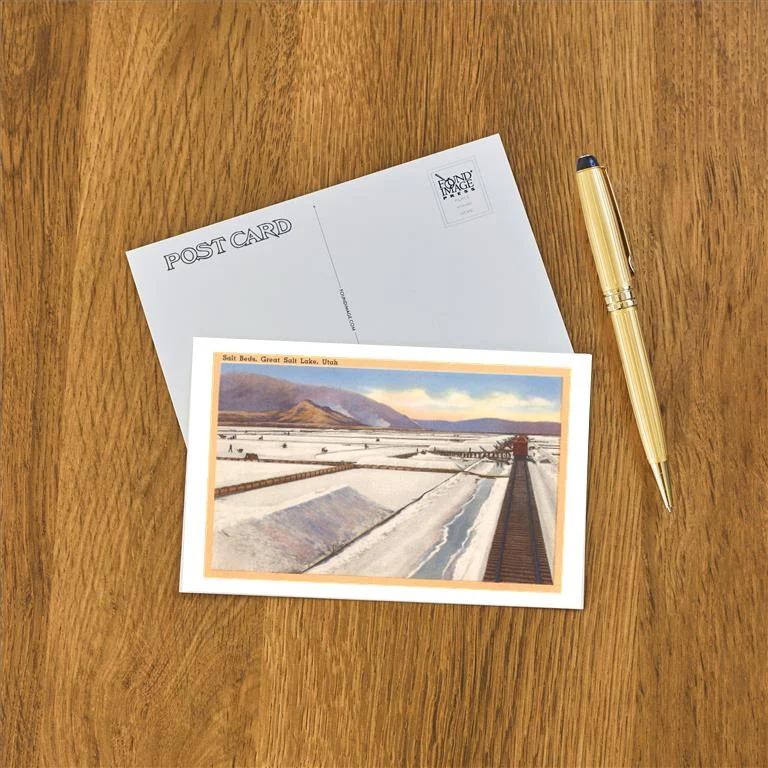 UT-20 Salt Beds, Great Salt Lake, Utah - Vintage Image Postcard, Pack of 10