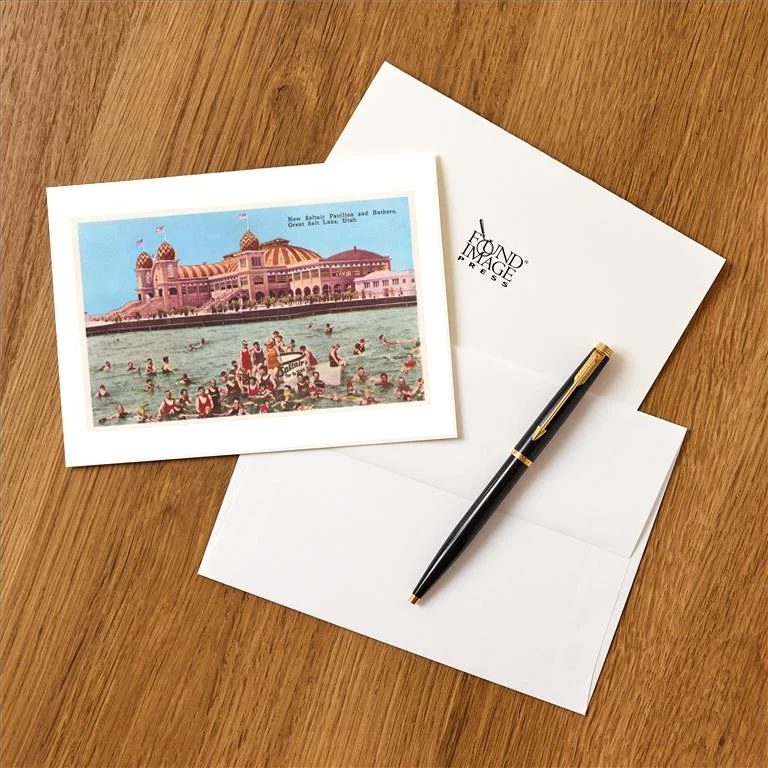 UT-11 Saltair Pavilion, Great Salt Lake, Utah - Vintage Image Greeting Card, Pack of 4
