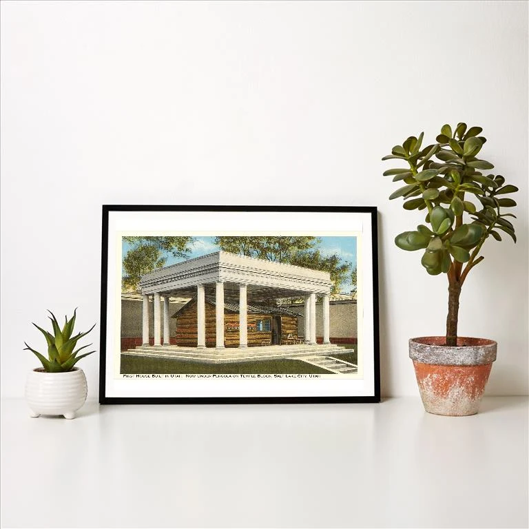 UT-04 First House Built in Utah, Salt Lake City - Vintage Image Art Print, Individual Print