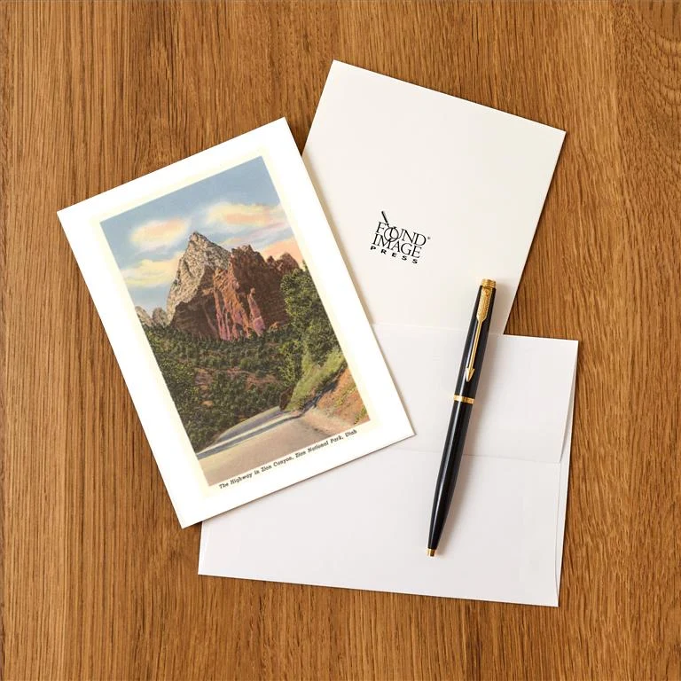 UT-240 Highway, Zion Canyon - Vintage Image Greeting Card, Pack of 4