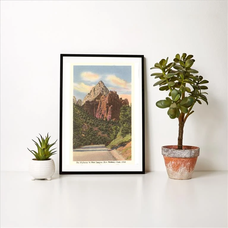 UT-240 Highway, Zion Canyon - Vintage Image Art Print, Individual Print