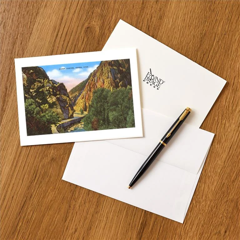 UT-131 Ogden Canyon, Utah - Vintage Image Greeting Card, Pack of 4