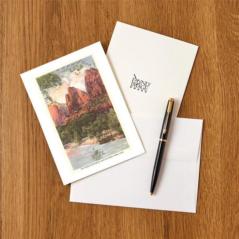 UT-233 Three Patriarchs, Zion - Vintage Image Greeting Card, Pack of 4