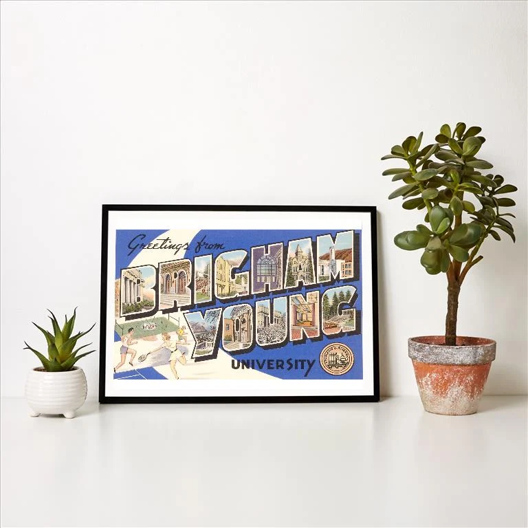 UT-141 Greetings from Brigham Young University, Utah - Vintage Image Art Print, Individual Print