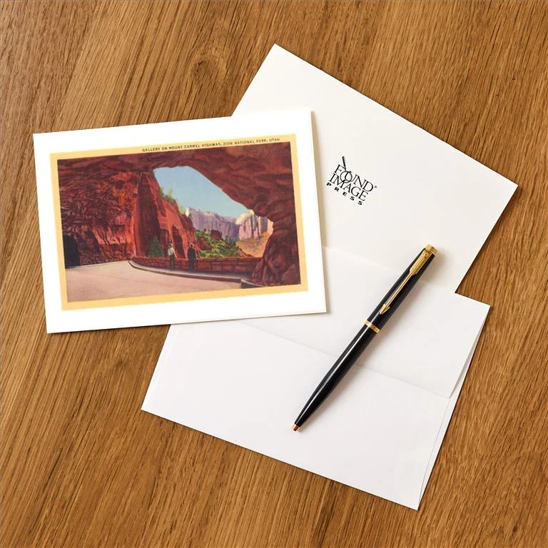 UT-177 Mt. Carmel, Zion National Park, Utah - Vintage Image Greeting Card, Pack of 4
