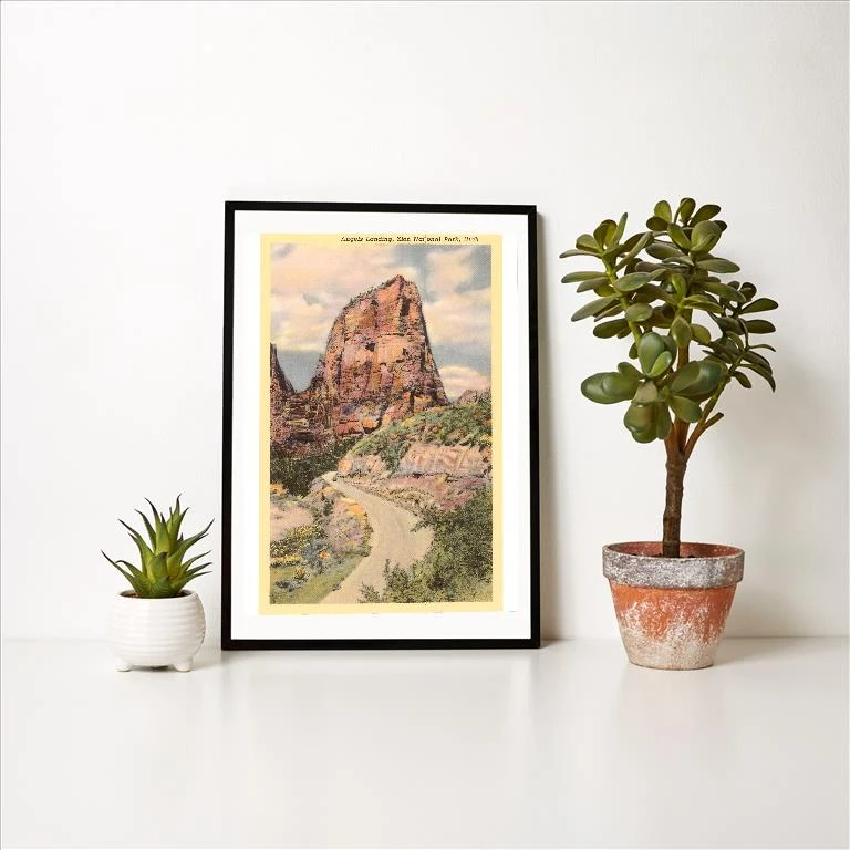 UT-23 Angel's Landing, Zion Park, Utah - Vintage Image Art Print, Individual Print
