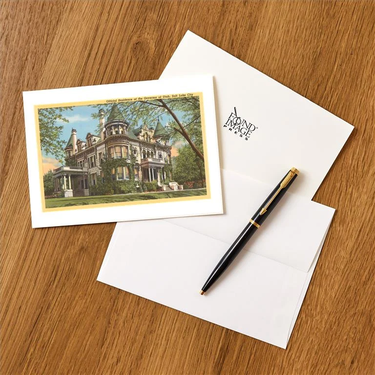 UT-42 Governor's Residence, Salt Lake City, Utah - Vintage Image Greeting Card, Pack of 4