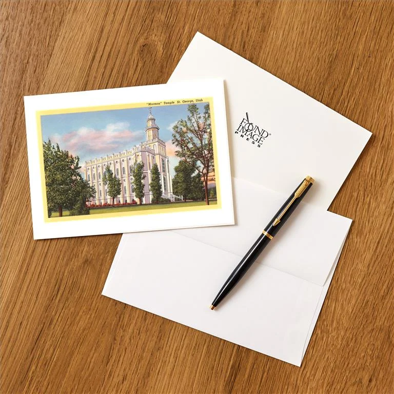 UT-224 Mormon Temple, St. George - Vintage Image Greeting Card, Pack of 4