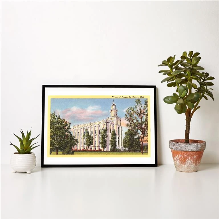 UT-224 Mormon Temple, St. George - Vintage Image Art Print, Individual Print