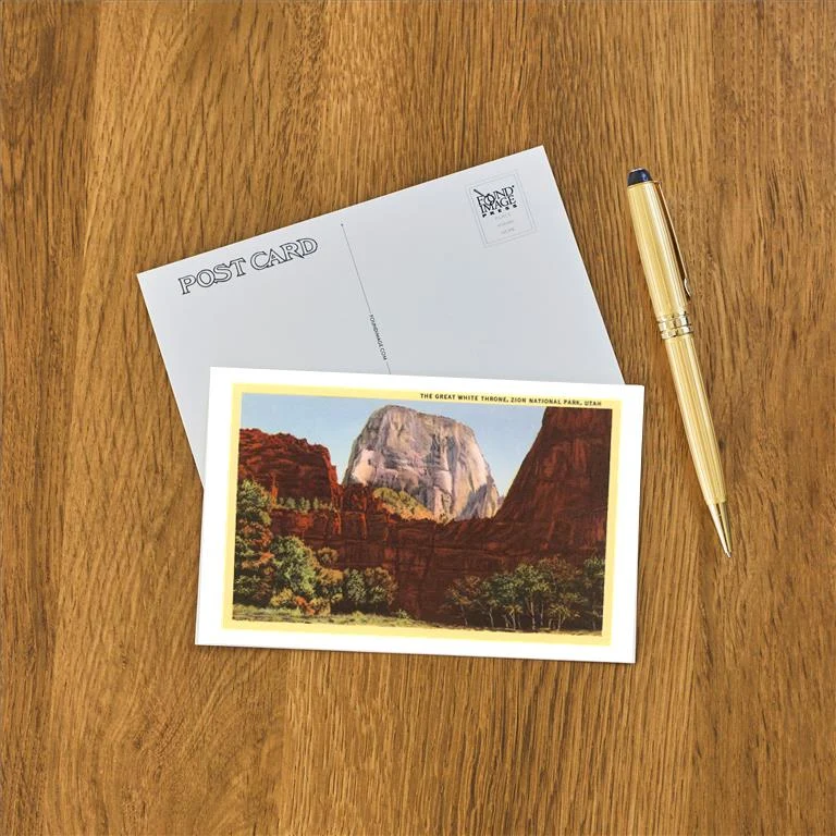 UT-151 Great White Throne, Zion National Park, Utah - Vintage Image Postcard, Pack of 10