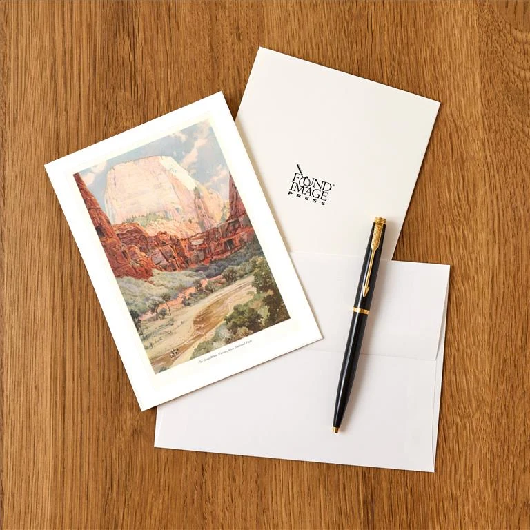 UT-245 Great White Tower, Zion - Vintage Image Greeting Card, Pack of 4