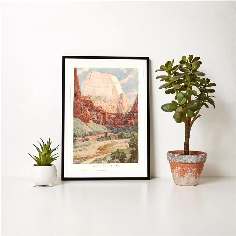 UT-245 Great White Tower, Zion - Vintage Image Art Print, Individual Print