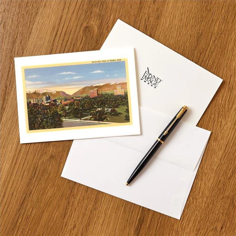 UT-135 Overview of Ogden, Utah - Vintage Image Greeting Card, Pack of 4