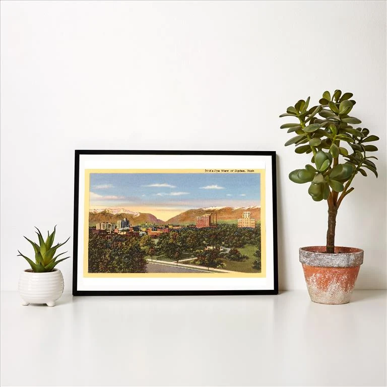 UT-135 Overview of Ogden, Utah - Vintage Image Art Print, Individual Print