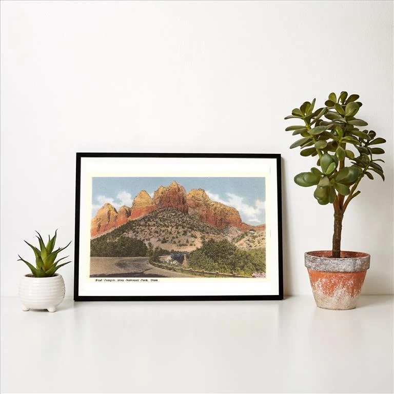 UT-237 East Temple, Zion National Park - Vintage Image Art Print, Individual Print
