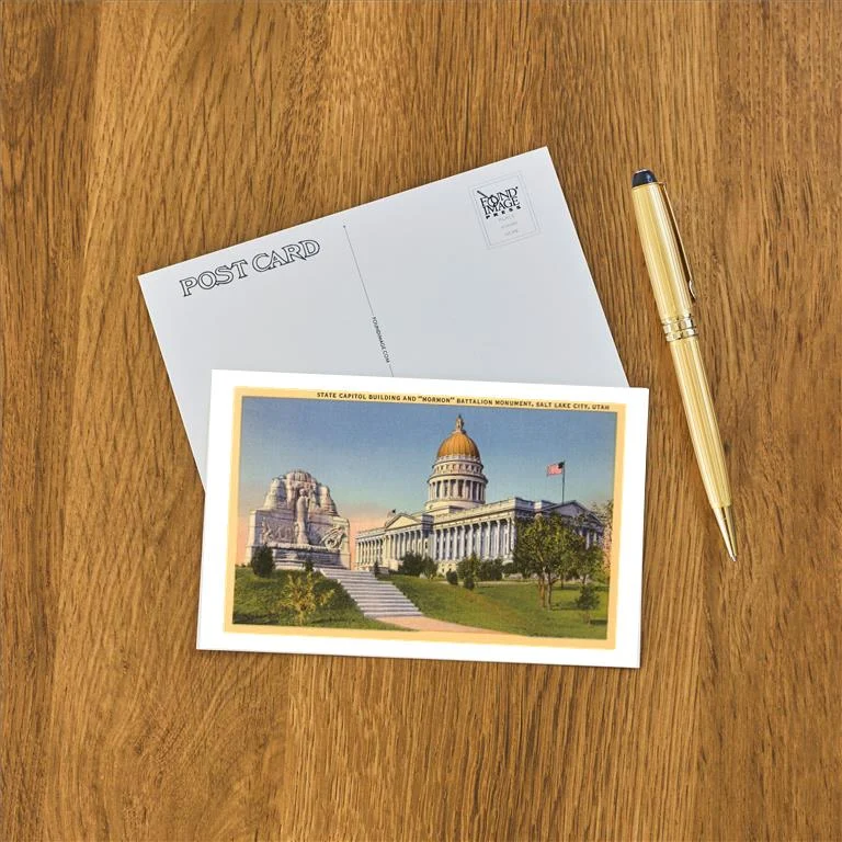 UT-47 State Capitol, Mormon Battalion Monument, Salt Lake City, Utah - Vintage Image Postcard, Pack of 10