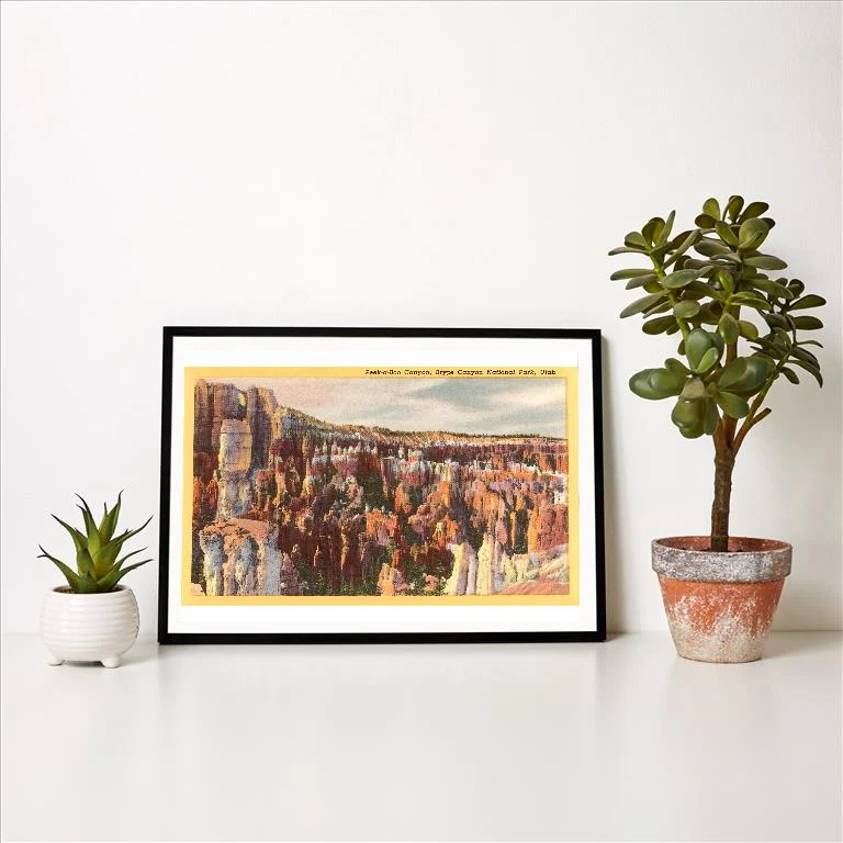 UT-77 Peek-a-Boo Canyon, Bryce Canyon, Utah - Vintage Image Art Print, Individual Print