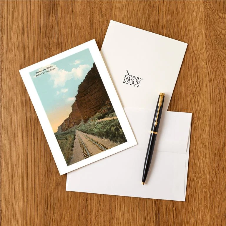 UT-14 Steamboat Rocks, Echo Canyon, Utah - Vintage Image Greeting Card, Pack of 4