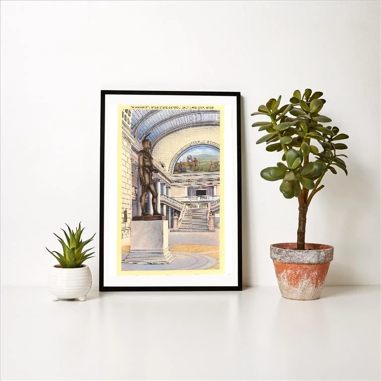 UT-200 Statue of Massasoit, Salt Lake City, Utah - Vintage Image Art Print, Individual Print