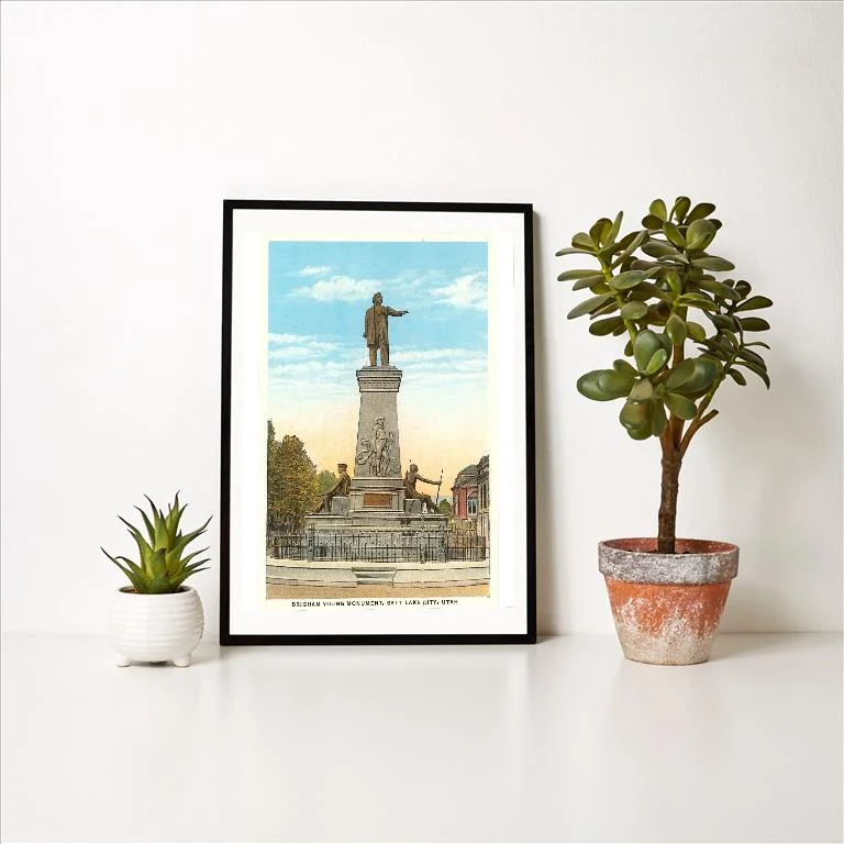 UT-10 Brigham Young Monument, Salt Lake City, Utah - Vintage Image Art Print, Individual Print