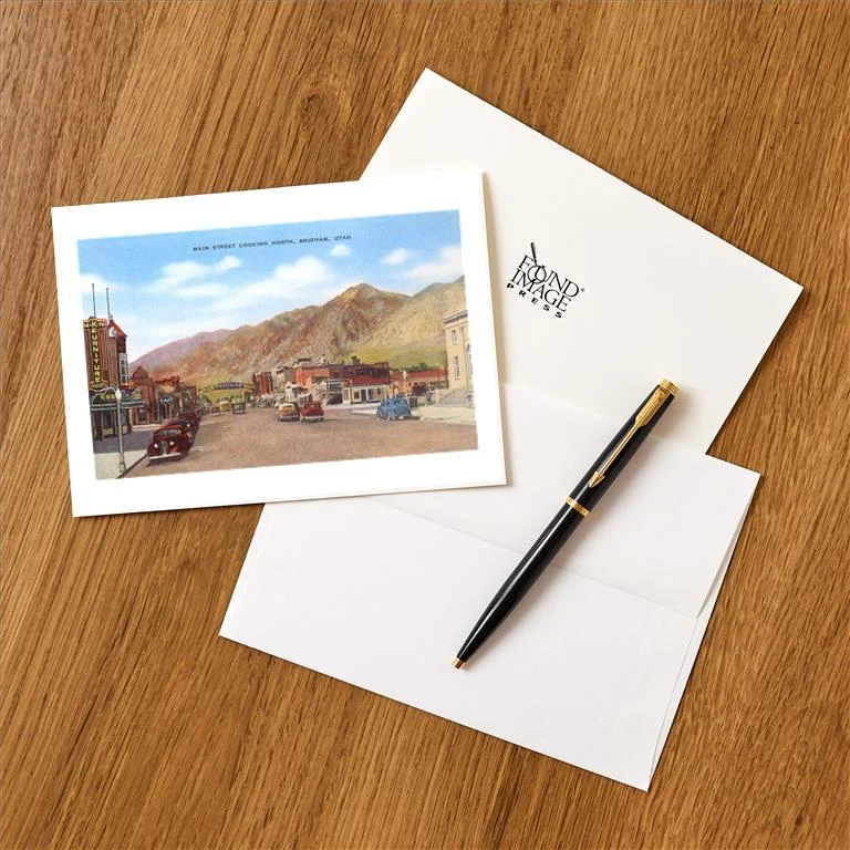 UT-182 Main Street, Brigham, Utah - Vintage Image Greeting Card, Pack of 4